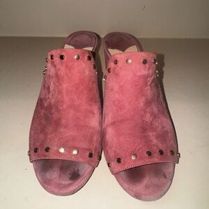 Jimmy Choo Pink Suede Studded Mules